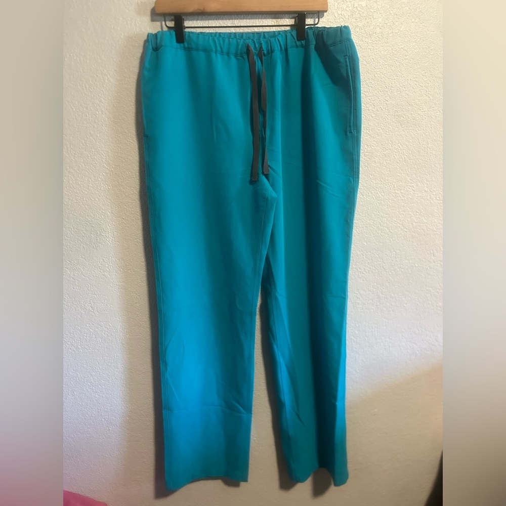 Figs teal straight leg scrub pants